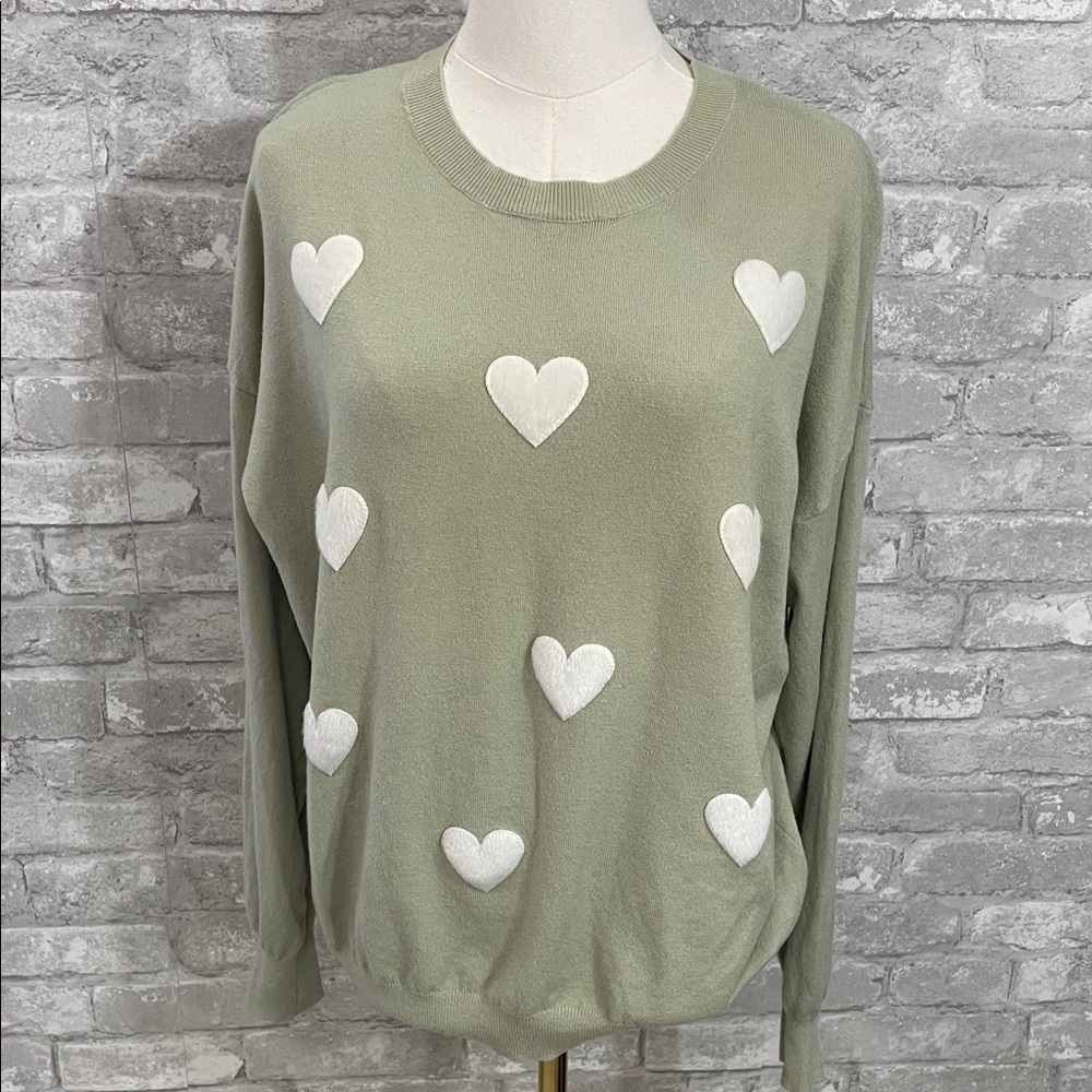 VICI On Twelfth Heart Patterned Sage Green Sweater